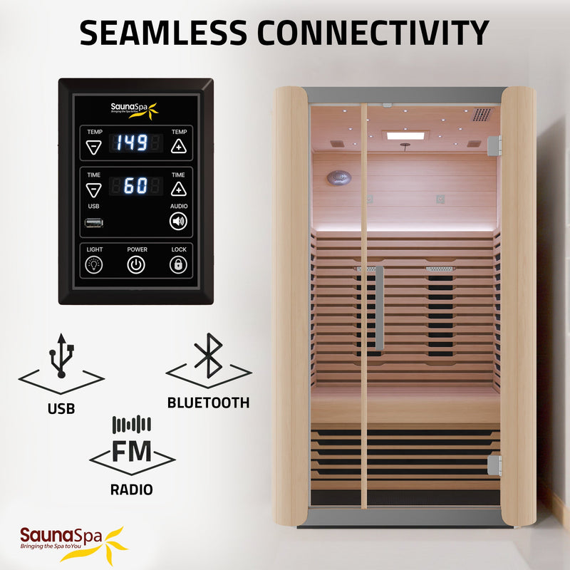 SaunaSpa SC-SS0023-2P 2-Person Full Spectrum Infrared Indoor Sauna in Hemlock