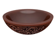 Anzzi Anchor 16 in. Handmade Vessel Sink in Polished Antique Copper with Floral Design Exterior