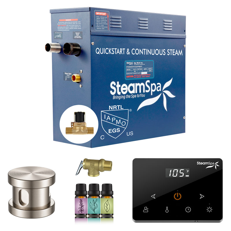 SteamSpa Oasis Series Generator Round Wireless Auto Drain - Brushed Nickel