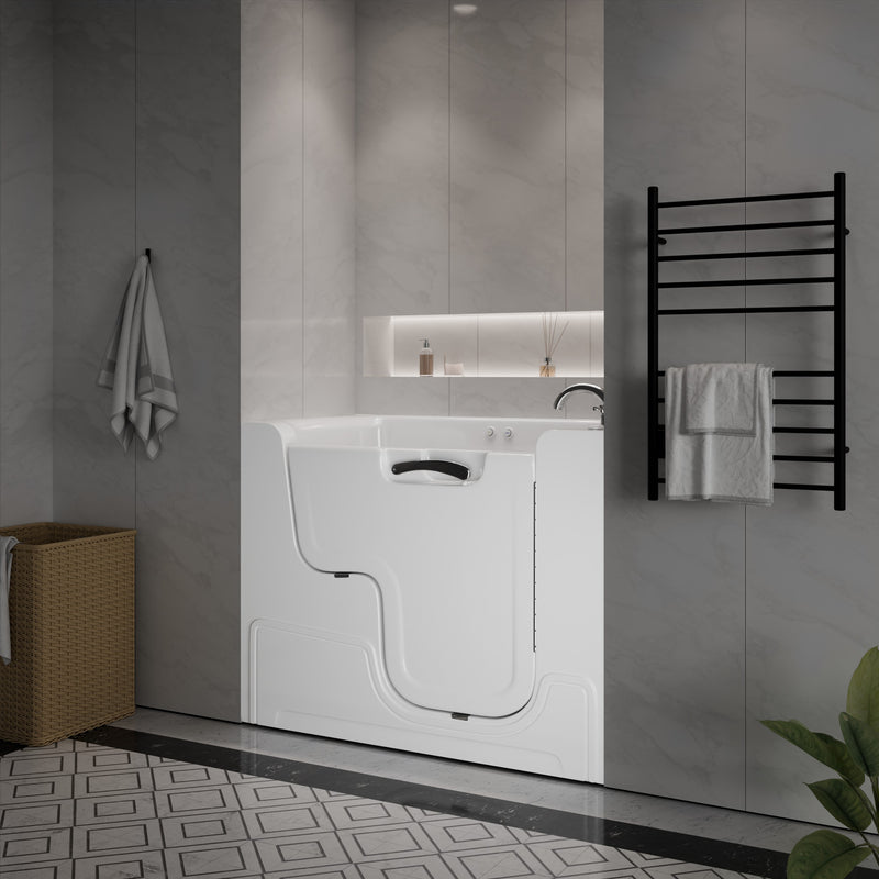 Meditub A2953WCARWH Collection 29 x 52 Whirlpool Jetted Bathtub with Right Drain in White with Powered Fast Drain lifestyle