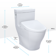 TOTO MW6264726CEFG#01 WASHLET+ Aimes One-Piece Elongated 1.28 GPF Toilet and Contemporary WASHLET S7 Contemporary Bidet Seat, Cotton White - view 2