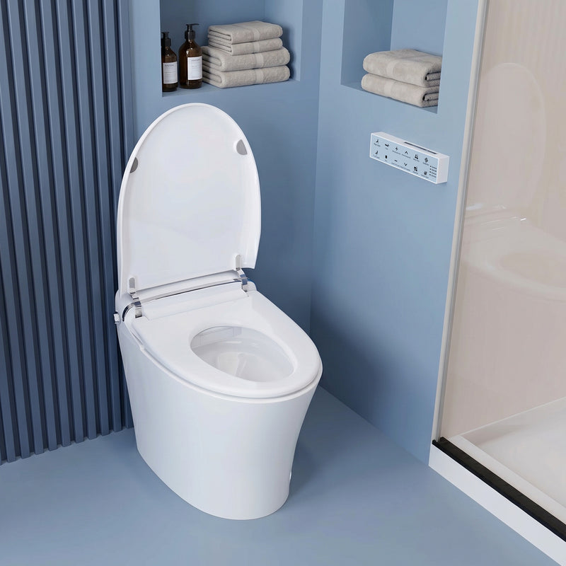 Anzzi TL-STSF851WH ENVO Aura Elongated 1.28 GPF Smart Bidet Toilet with Remote Control, Auto Flush, Heated Seat, and Deo