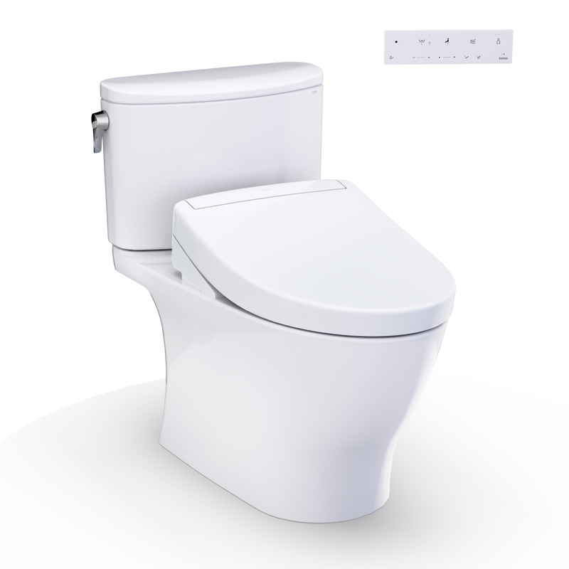 TOTO MW4423446CEFG#01 WASHLET+ Nexus Two-Piece Elongated 1.28 GPF Toilet with S5 Bidet Seat, Cotton White