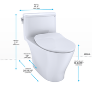 TOTO MS642234CEFG#01 Nexus One-Piece Elongated 1.28 GPF Universal Height Toilet with CEFIONTECT and SS234 SoftClose Seat, WASHLET+ Ready, Cotton White - view 2
