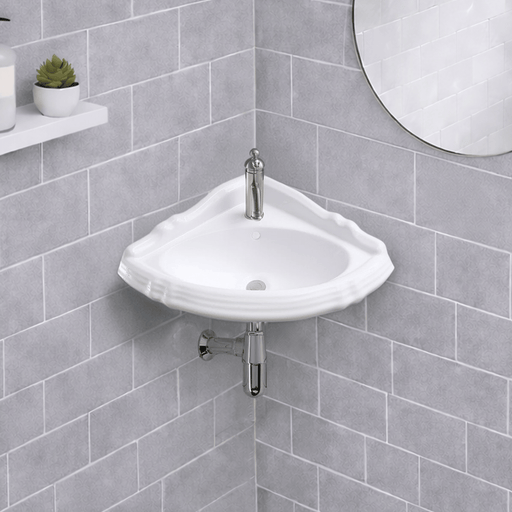 Yakima Vitreous China Corner Wall-Mount Bathroom Sink