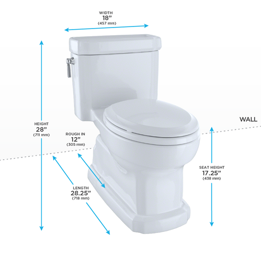 TOTO MS974224CEFG#01 Eco Guinevere Elongated 1.28 GPF Universal Height Skirted Toilet with CEFIONTECT and SoftClose Seat, Cotton White - view 2
