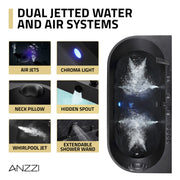 Anzzi FT-AZ514BK-BK Stone Belle 67 in. x 32 in. Freestanding Whirlpool and Air Bathtub in Black