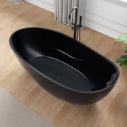 Anzzi FT-AZ516 67 in. x 32 in. Oval Stone Resin Freestanding Bathtub with Headrest