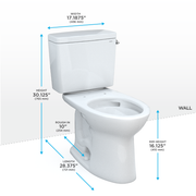 TOTO CST776CEFRG.10#01 Drake Two-Piece Elongated 1.28 GPF Universal Height TORNADO FLUSH Toilet with CEFIONTECT and Right-Hand Trip Lever, 10 Inch Rough-In, Cotton White - view 2