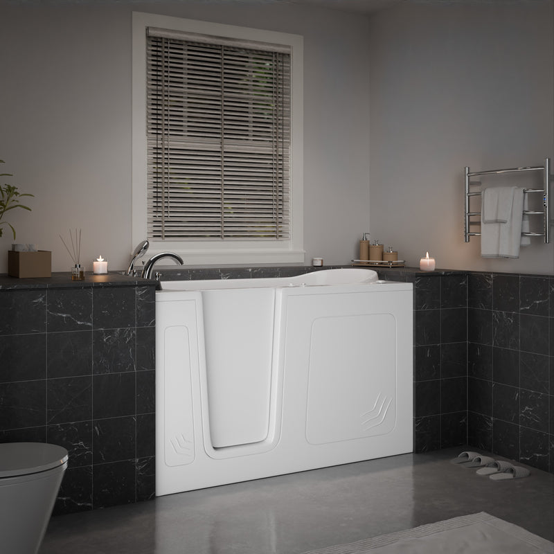 Meditub 3260LWA Collection 32 x 60 Left Side Drain Air Jetted Bathtub in White with Aroma and Chroma Therapy lifestyle