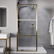 Anzzi Himmel Series 33.6 in. x 78 in. Framed Fixed Shower Door in Brushed Gold