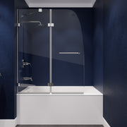 Anzzi Herald Series 48 in. x 58 in. Frameless Hinged Tub Door with Tsunami Guard in Polished Chrome