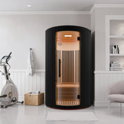 SaunaSpa SC-SS0025-0SBK 1-2 Person Round Infrared Sauna in Black Canadian Hemlock