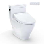 TOTO MW6263446CEFG#01 WASHLET+ Aimes One-Piece Elongated 1.28 GPF Toilet and WASHLET S5 Bidet Seat, Cotton White