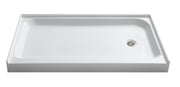 Anzzi Tiers Base Series 36 in. L x 60 in. W Alcove Shower Pan Base with Right Drain in Glossy White Marine Acrylic