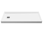 Anzzi Alexander 60 in. L x 30 in. W Alcove Shower Pan Base with Left Drain in Glossy White Marine Acrylic