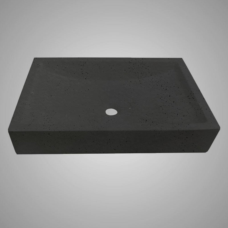 Zapen Rectangular Cast Concrete Vessel Sink - Black
