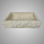 Zara Marble Vessel SInk with Chiseled Exterior - Cream