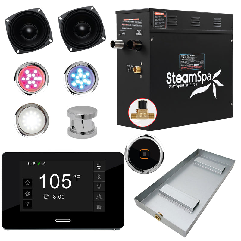 SteamSpa Black Series Generator Round Auto Drain - Chrome