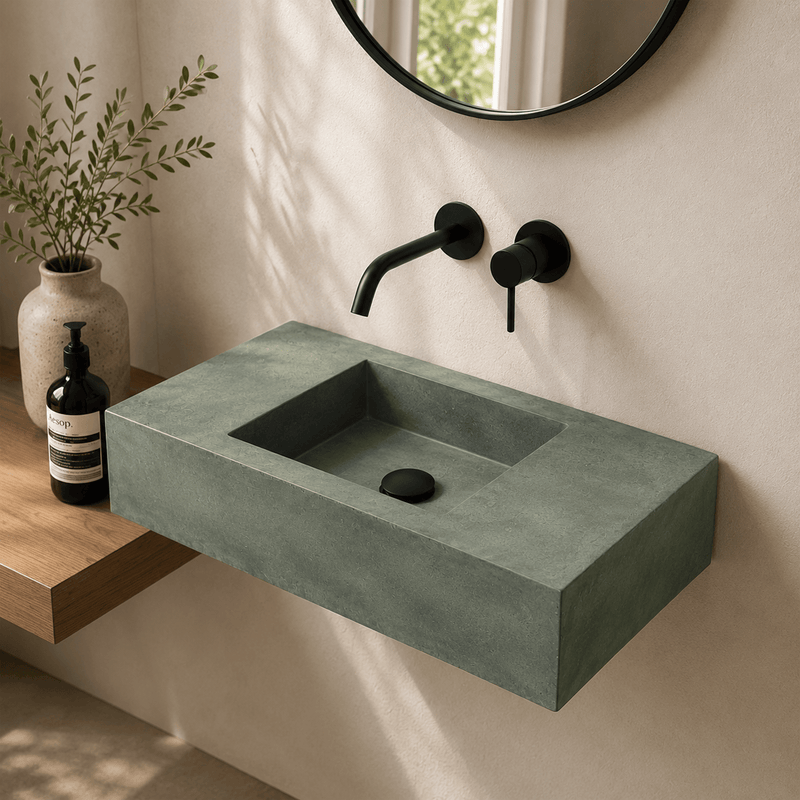 Zedden Cast Concrete Wall-Mount Sink - Copper Green