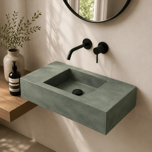 Zedden Cast Concrete Wall-Mount Sink - Copper Green