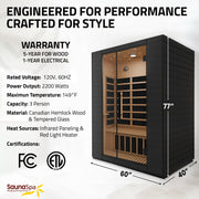 SaunaSpa SC-SS0029-0S 3-Person Indoor Infrared Sauna in Black Canadian Hemlock