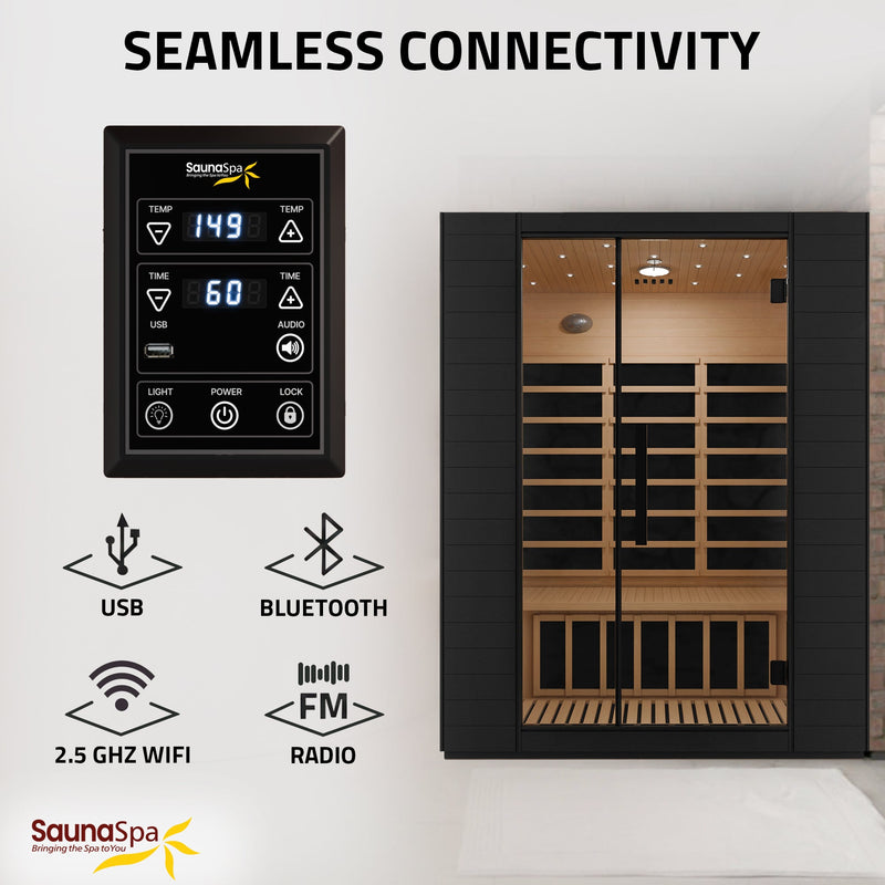 SaunaSpa SC-SS0029-0S 3-Person Indoor Infrared Sauna in Black Canadian Hemlock