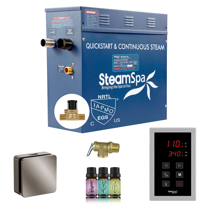 SteamSpa Sentry Series Touch Generator Square - Brushed Nickel