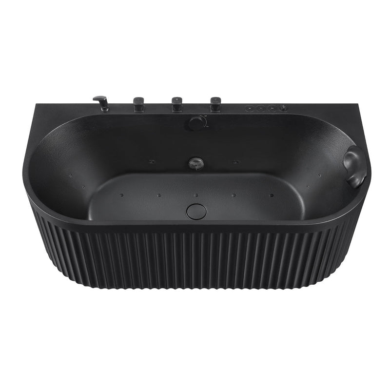 Anzzi FT-AZ514BK-BK Stone Belle 67 in. x 32 in. Freestanding Whirlpool and Air Bathtub in Black