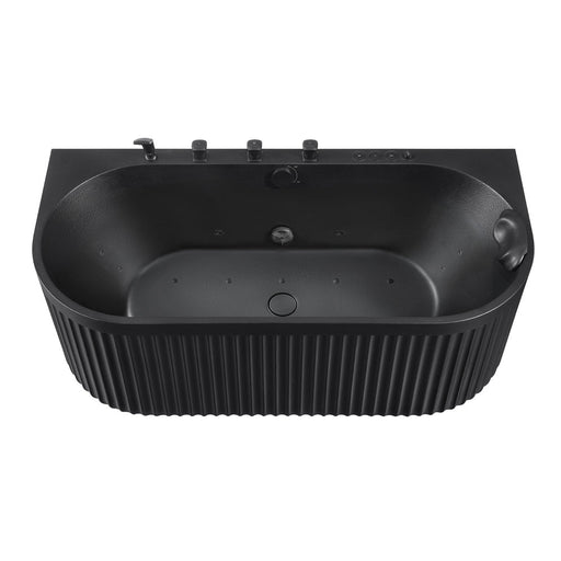 Anzzi FT-AZ514BK-BK Stone Belle 67 in. x 32 in. Freestanding Whirlpool and Air Bathtub in Black