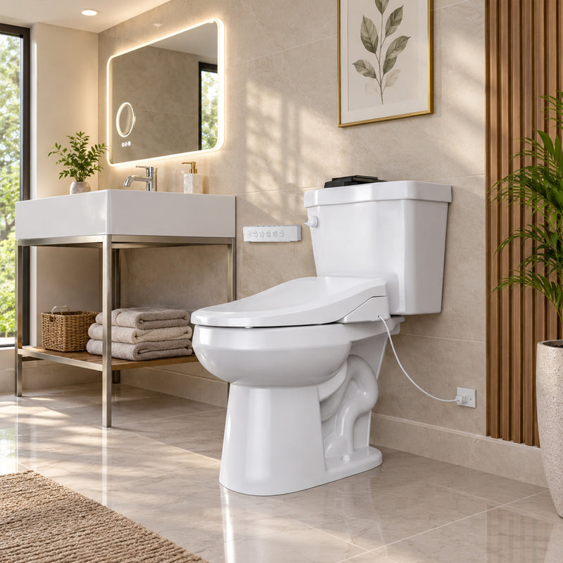 Anzzi TL-AZEB106UWH Electric Bidet Seat with Heated Seat, Warm Water, Rear and Lady Wash, Air Dryer, Self Cleaning Nozzl