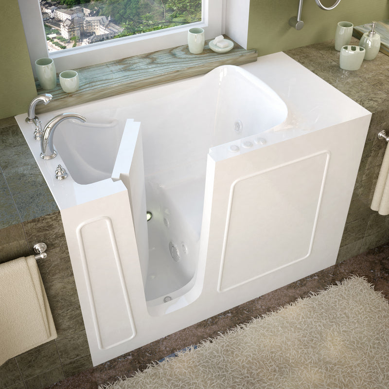 Meditub 2653LWH Walk-In 26 x 53 Left Drain White Whirlpool Jetted Walk-In Bathtub